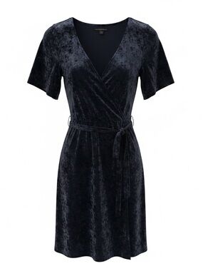 American Eagle Velvet Wrap Dress - Deep Navy